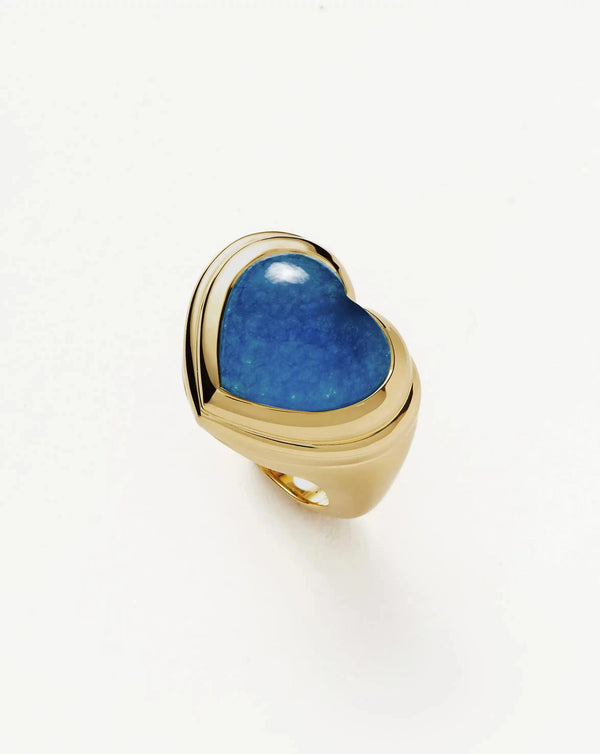 missoma Jelly Heart Gemstone Ring | 18ct Gold Plated/Blue Quartz