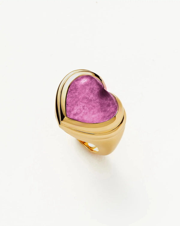 missoma Jelly Heart Gemstone Ring | 18ct Gold Plated/Purple Quartz