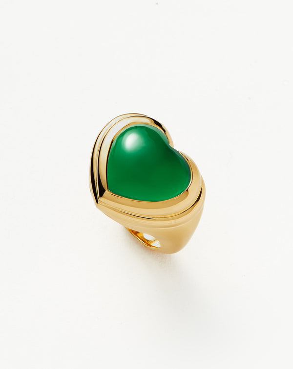 missoma Jelly Heart Gemstone Ring | Gold/Green Chalcedony