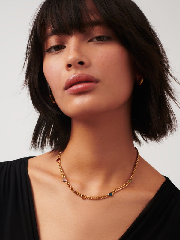 Missoma Jelly Heart Gemstones Charm Necklace : Barbiecore