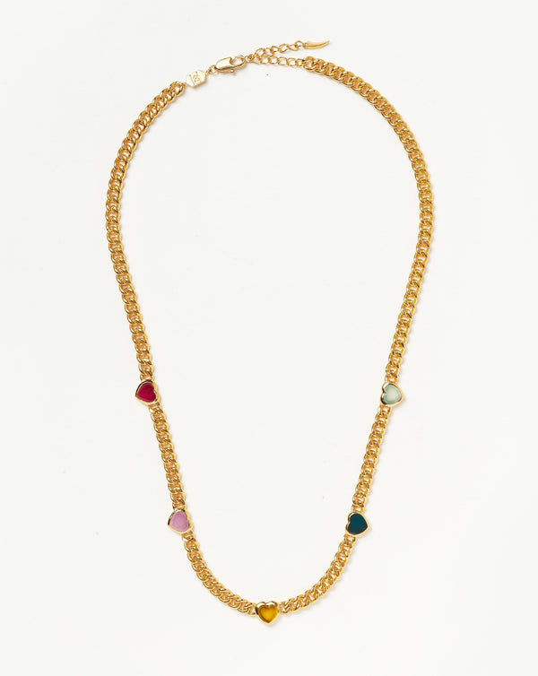 missoma Jelly Heart Gemstones Charm Necklace : Barbiecore