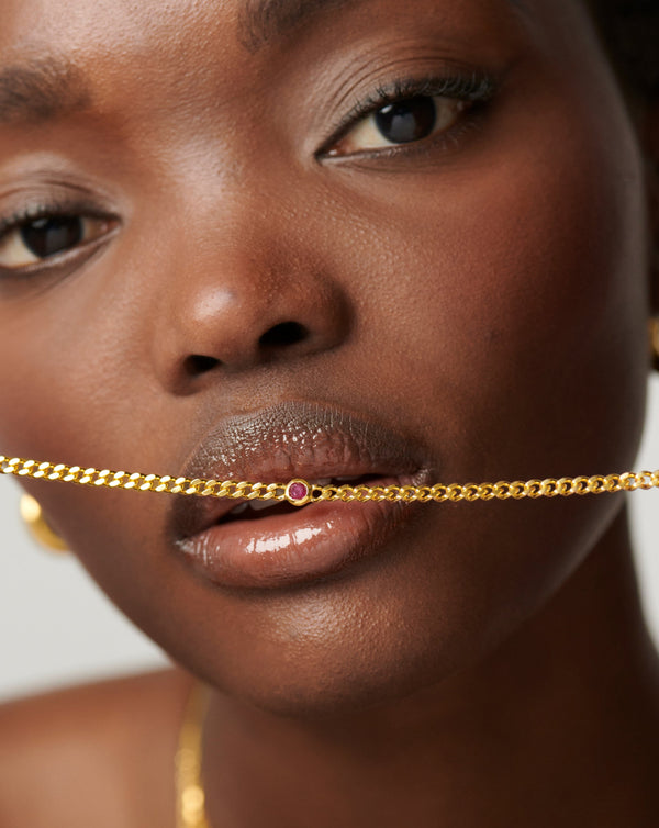 Missoma July Birthstone Chain Bracelet | 18ct Gold Vermeil/Ruby