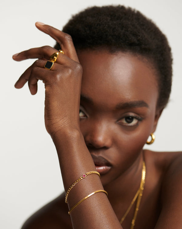 Missoma July Birthstone Chain Bracelet | 18ct Gold Vermeil/Ruby