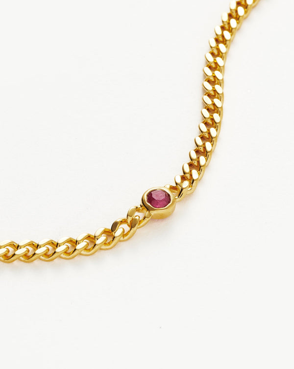 Missoma July Birthstone Chain Bracelet | 18ct Gold Vermeil/Ruby