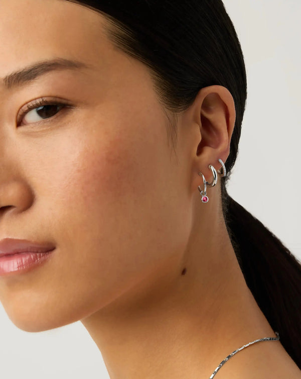 Missoma July Birthstone Necklace & Charm Earrings Set | Sterling Silver/Glass Filled Ruby Necklaces