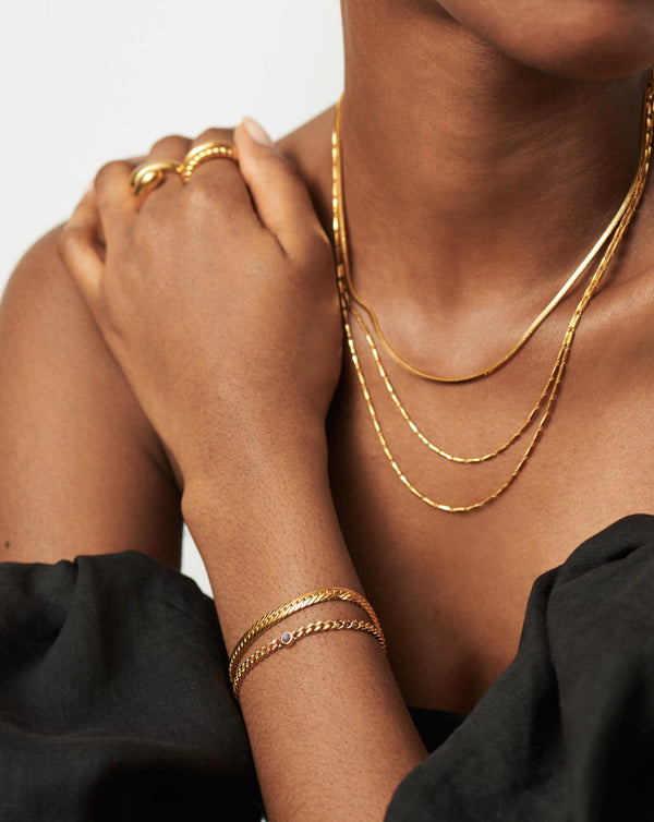 Missoma June Birthstone Chain Bracelet | 18ct Gold Vermeil/Rainbow Moonstone