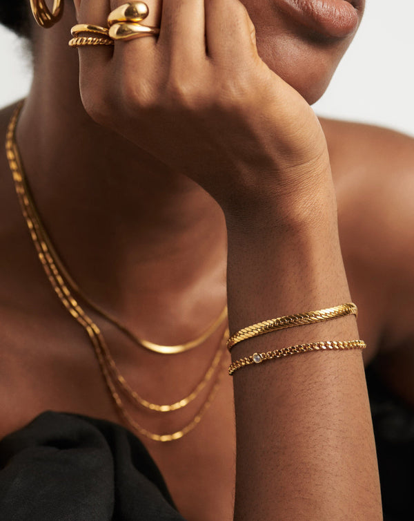 Missoma June Birthstone Chain Bracelet | 18ct Gold Vermeil/Rainbow Moonstone