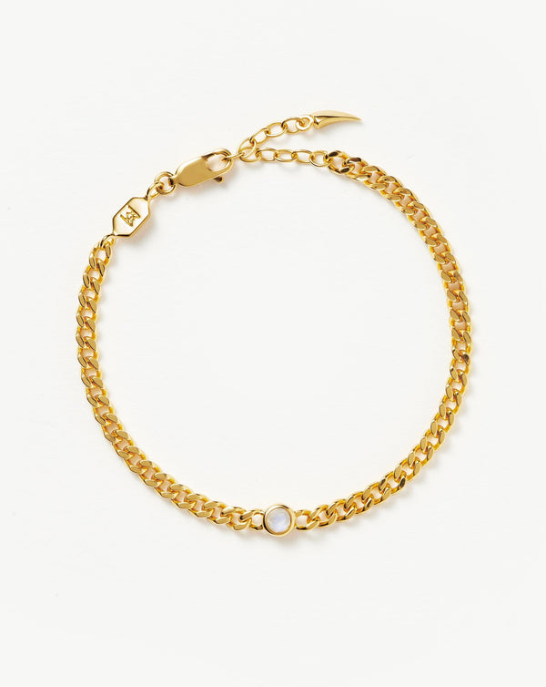 missoma June Birthstone Chain Bracelet | 18ct Gold Vermeil/Rainbow Moonstone
