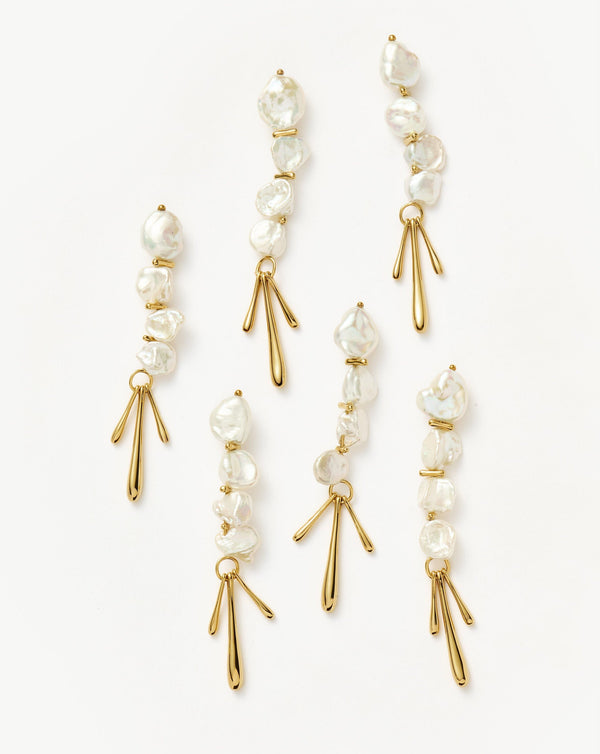 Missoma Keshi Pearl Sculptural Drop Earrings | 18ct Gold Plated/Pearl
