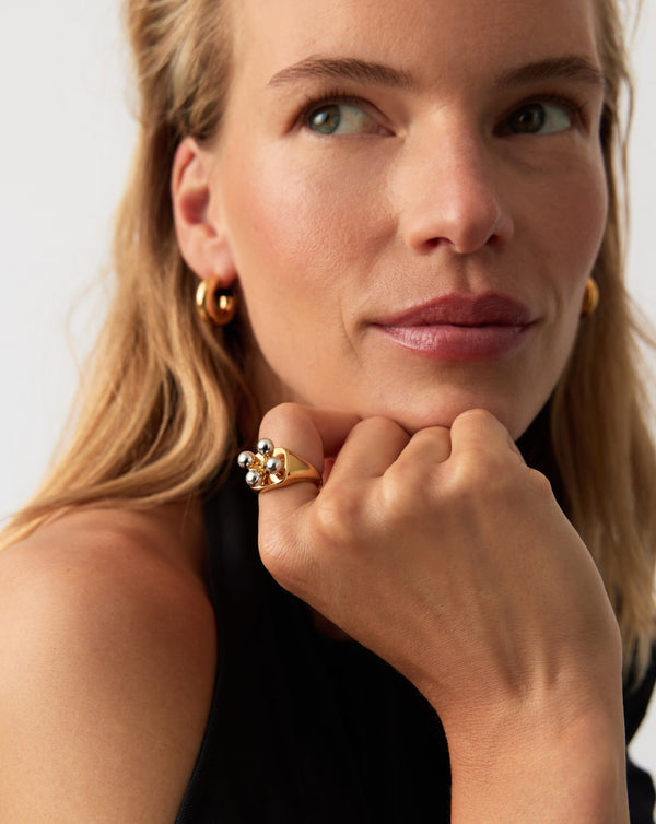 Missoma Kinetic Atom Spinning Signet Ring | Mixed Metal