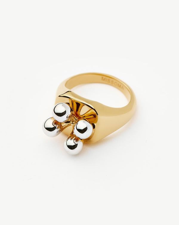 Missoma Kinetic Atom Spinning Signet Ring | Mixed Metal