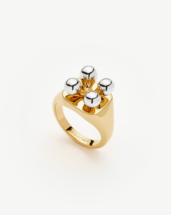 missoma Kinetic Atom Spinning Signet Ring | Mixed Metal