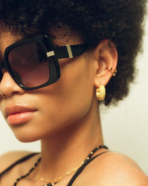 Missoma Le Specs Phoenix Ridge Oversized Square Sunglasses | Black