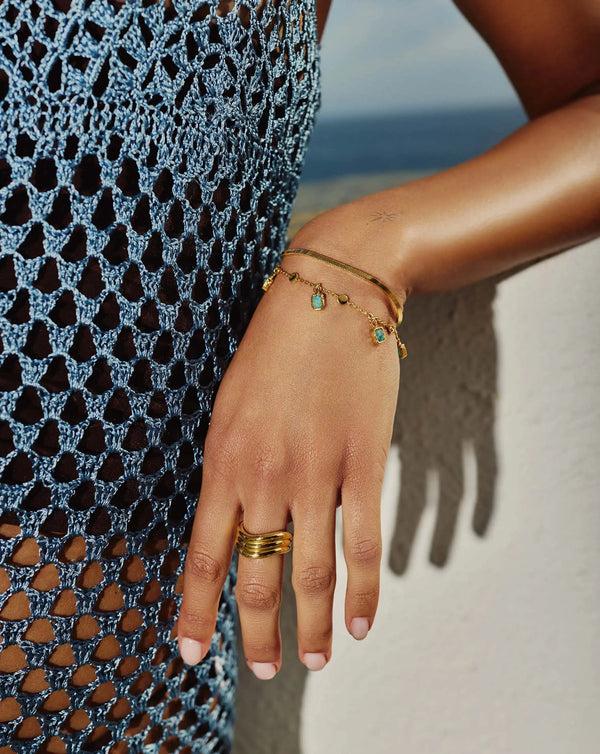 Missoma Lena Charm Bracelet | 18ct Gold Plated/Amazonite