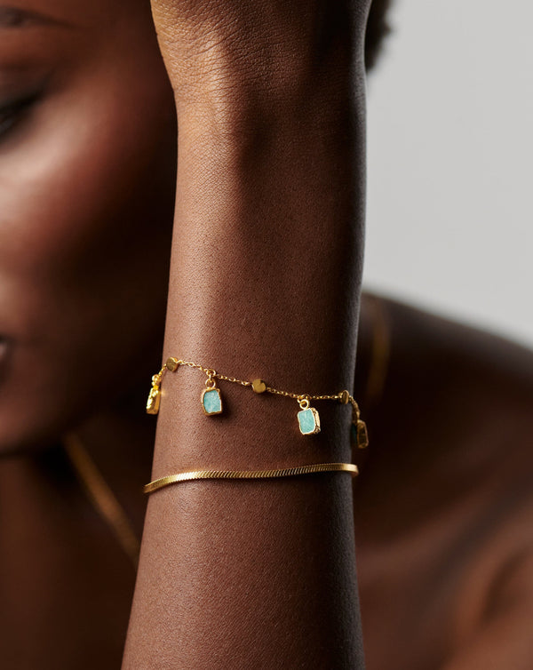 Missoma Lena Charm Bracelet | 18ct Gold Plated/Amazonite