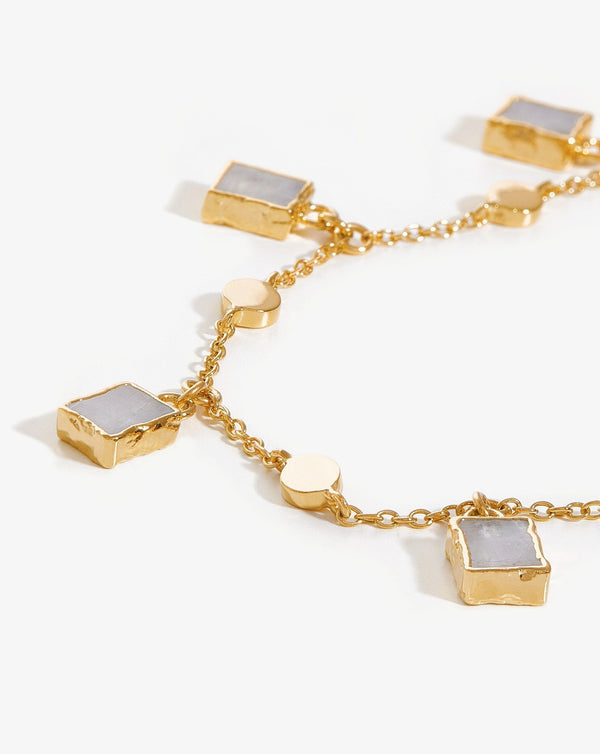 Missoma Lena Charm Bracelet | 18ct Gold Plated/Rainbow Moonstone