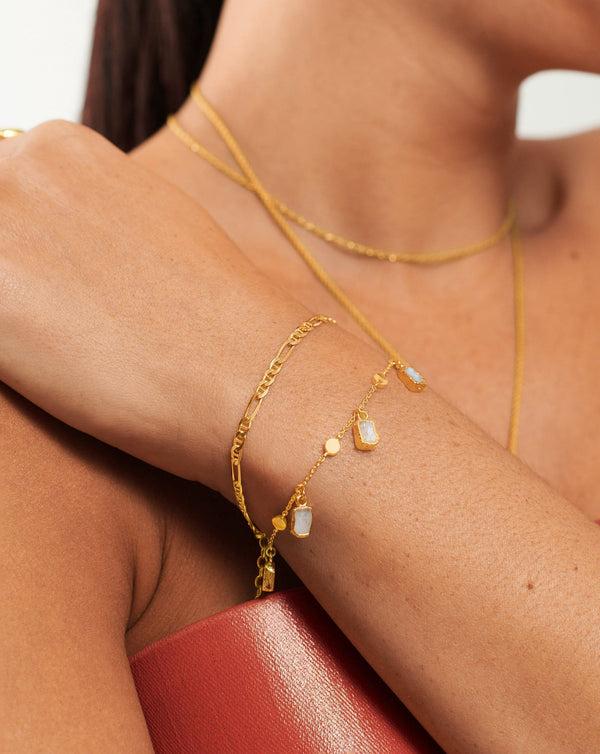 Missoma Lena Charm Bracelet | 18ct Gold Plated/Rainbow Moonstone