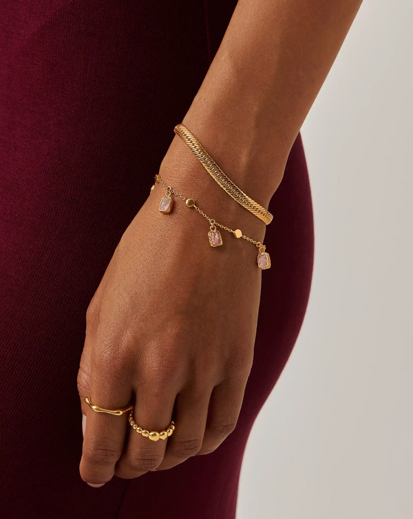 Missoma Lena Charm Bracelet | 18ct Gold Plated/Rhodochrosite