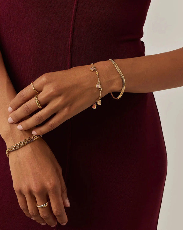 Missoma Lena Charm Bracelet | 18ct Gold Plated/Rhodochrosite