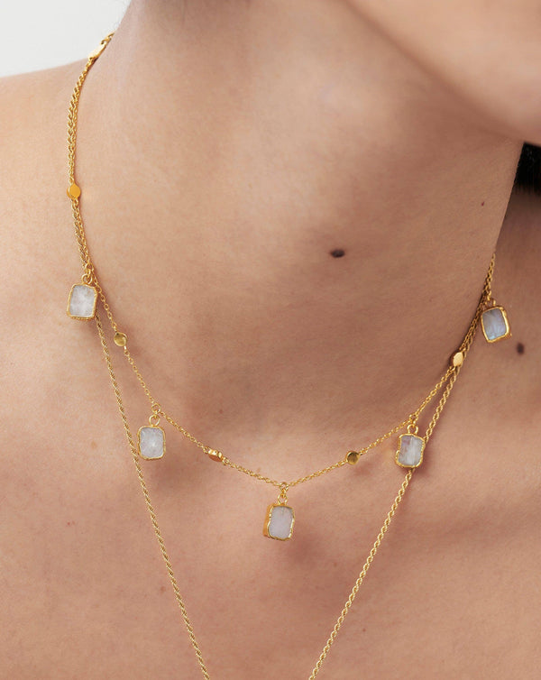 Missoma Lena Charm Choker | 18ct Gold Plated/Rainbow Moonstone