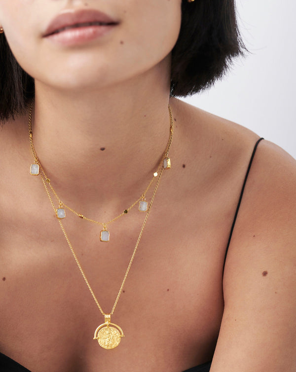 Missoma Lena Charm Choker | 18ct Gold Plated/Rainbow Moonstone