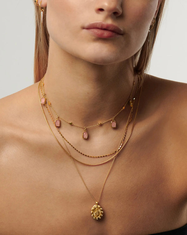 Missoma Lena Charm Choker | 18ct Gold Plated/Rhodochrosite