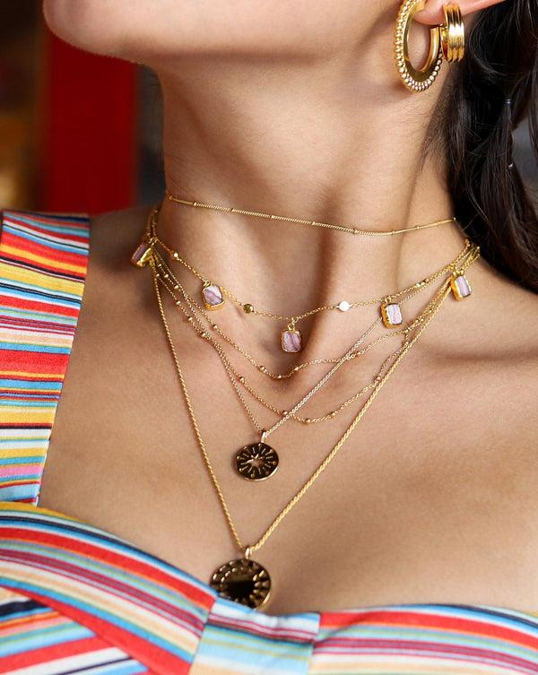 Missoma Lena Charm Choker | 18ct Gold Plated/Rhodochrosite