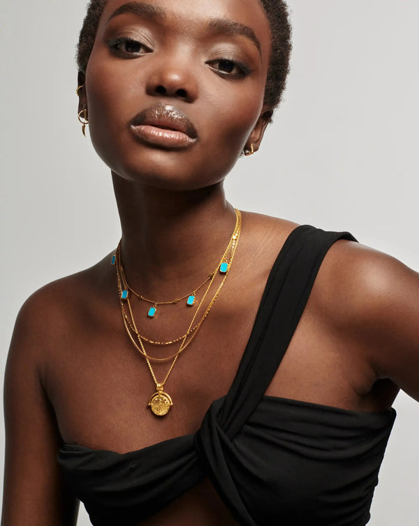 Missoma Lena Charm Choker | 18ct Gold Plated/Turquoise