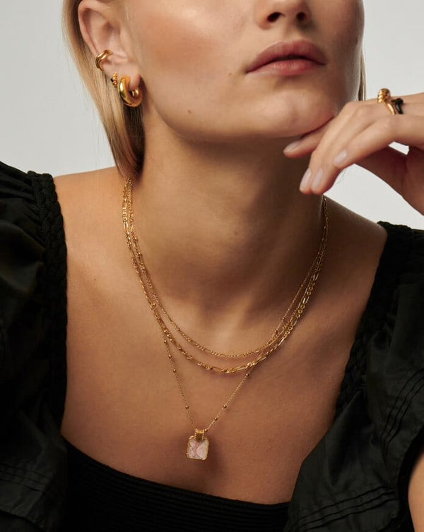 Missoma Lena Charm Necklace | 18ct Gold Plated/Rhodochrosite