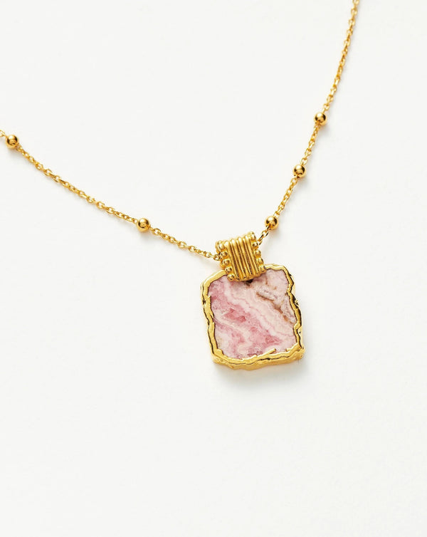 Missoma Lena Charm Necklace | 18ct Gold Plated/Rhodochrosite