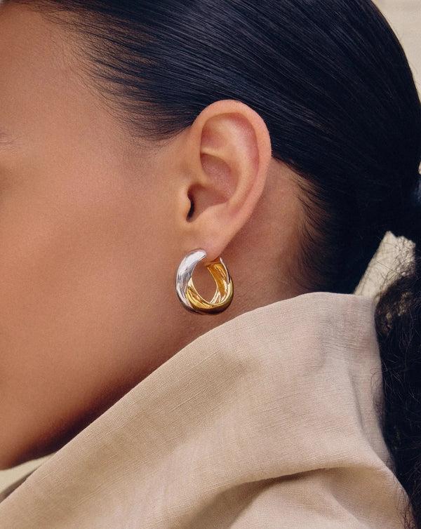 missoma Lucy Williams Chunky Medium Entwine Hoop Earrings | Mixed Metal