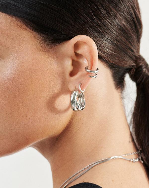 Missoma Lucy Williams Chunky Medium Entwine Hoop Earrings | Silver