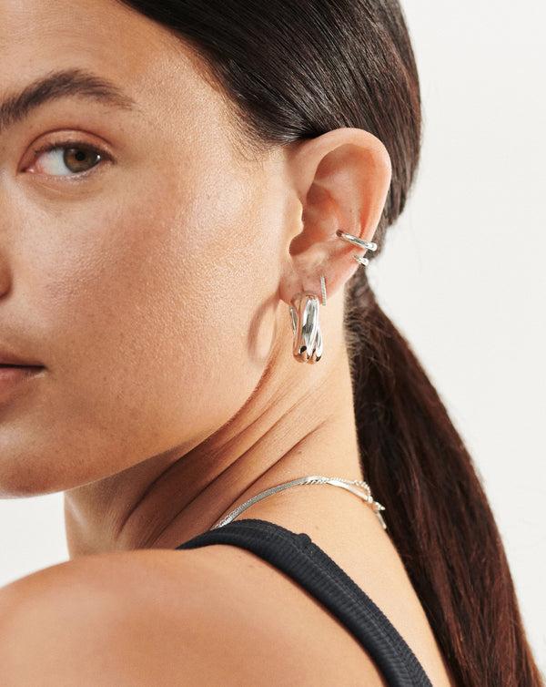 Missoma Lucy Williams Chunky Medium Entwine Hoop Earrings | Silver