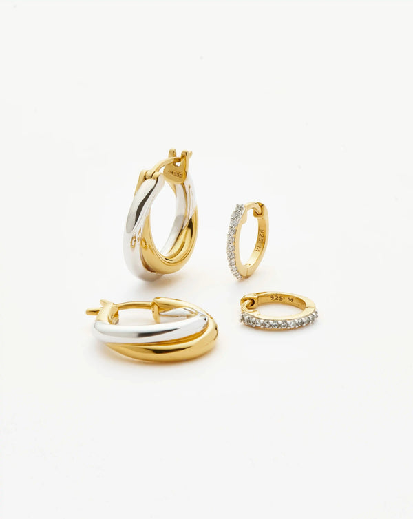 missoma Lucy Williams Entwine Hoop Earrings & Pave Huggies Set