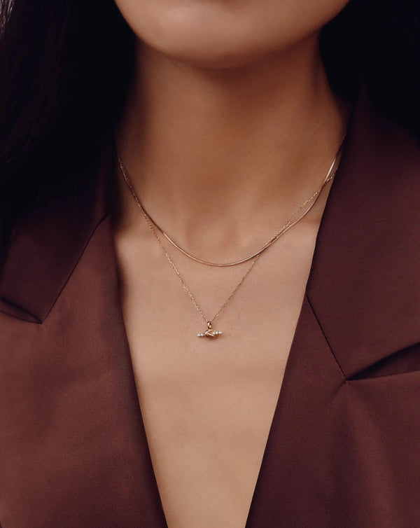 Missoma Lucy Williams Fine Diamond T-Bar & Square Snake Necklace Set | 14ct Yellow Gold Necklaces