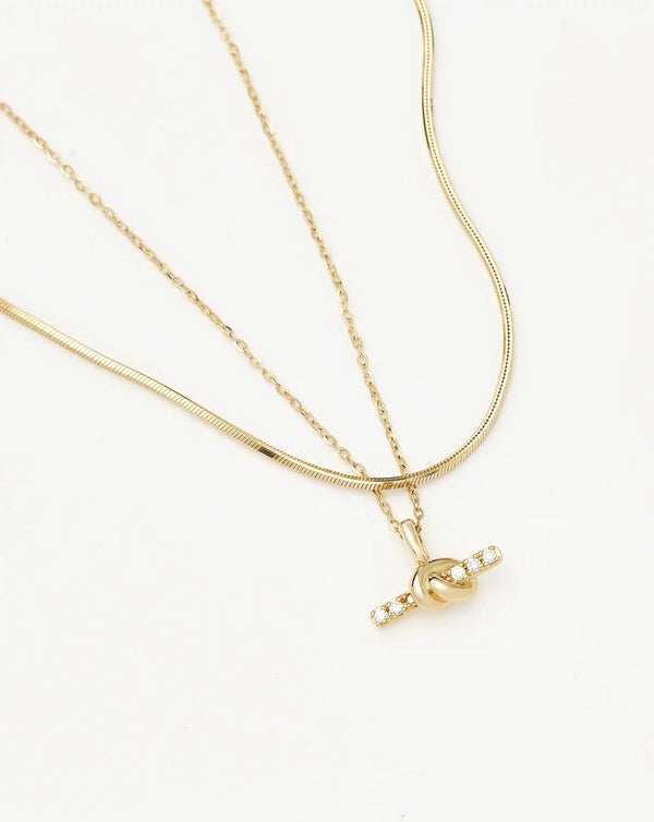 Missoma Lucy Williams Fine Diamond T-Bar & Square Snake Necklace Set | 14ct Yellow Gold Necklaces