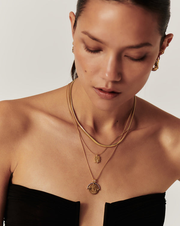 Missoma Lucy Williams Fortuna Arc Coin Necklace | Gold/Cubic Zirconia