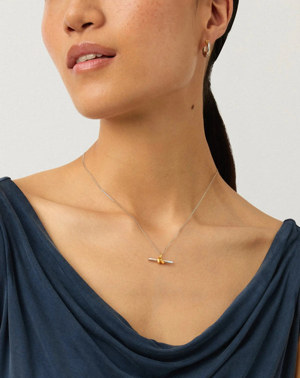 Missoma Lucy Williams Knot T-Bar Necklace & Entwine Earrings Set | Mixed Metal Earrings