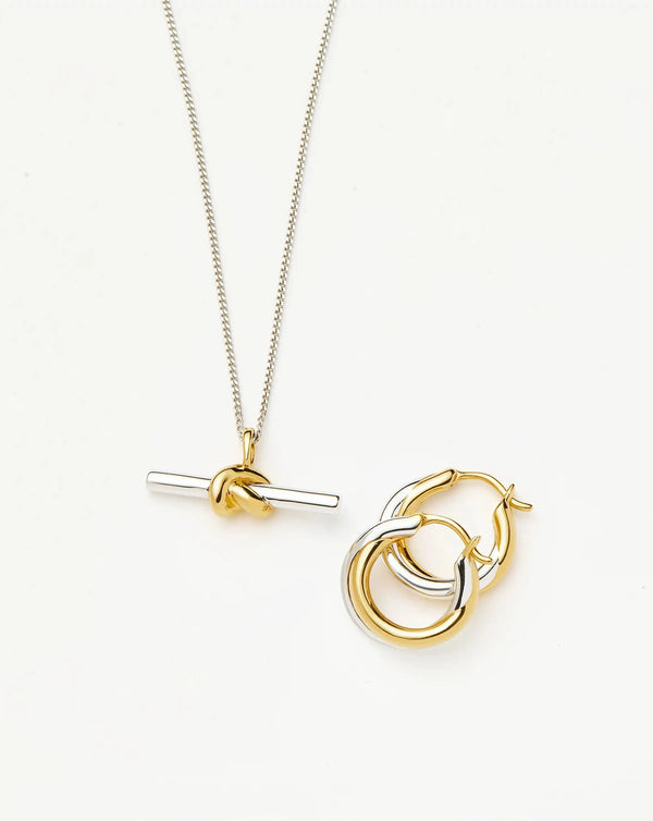 missoma Lucy Williams Knot T-Bar Necklace & Entwine Earrings Set | Mixed Metal Earrings