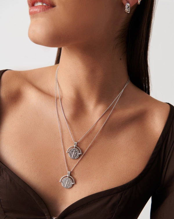 Missoma Lucy Williams Long Engravable Roman Arc Coin Necklace | Gold