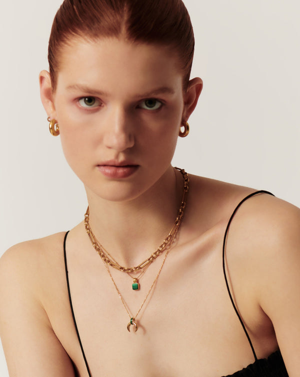 Missoma Lucy Williams Malachite Horn Pendant Necklace | Gold