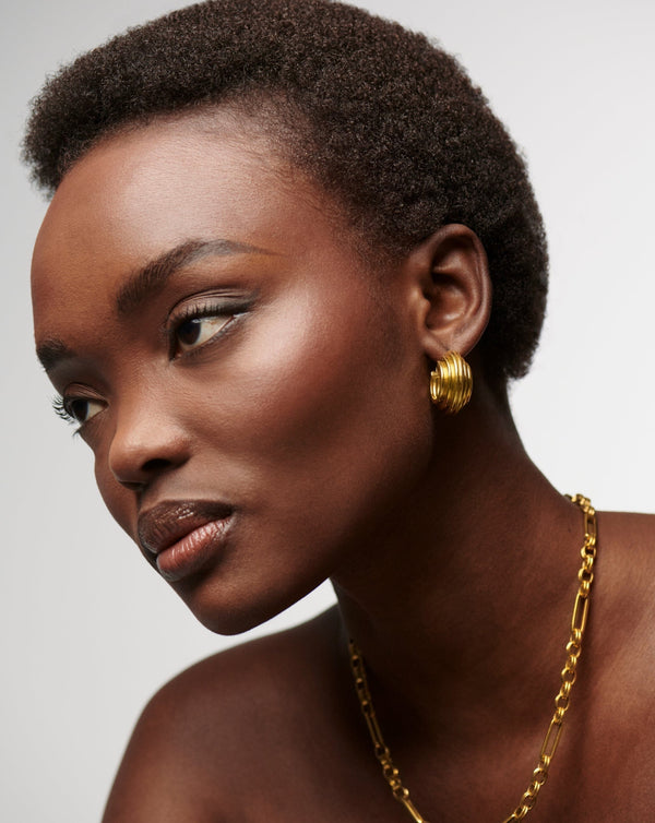 Missoma Lucy Williams Medium Chunky Ridge Hoop Earrings | Gold