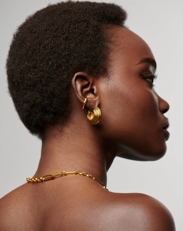 Missoma Lucy Williams Medium Chunky Ridge Hoop Earrings | Gold