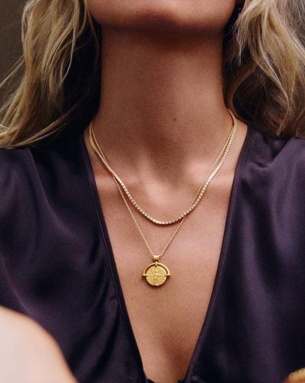 Missoma Lucy Williams Medium Engravable Roman Arc Coin Necklace | Gold