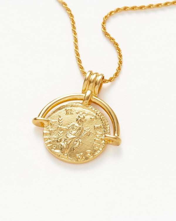 Missoma Lucy Williams Medium Engravable Roman Arc Coin Necklace | Gold
