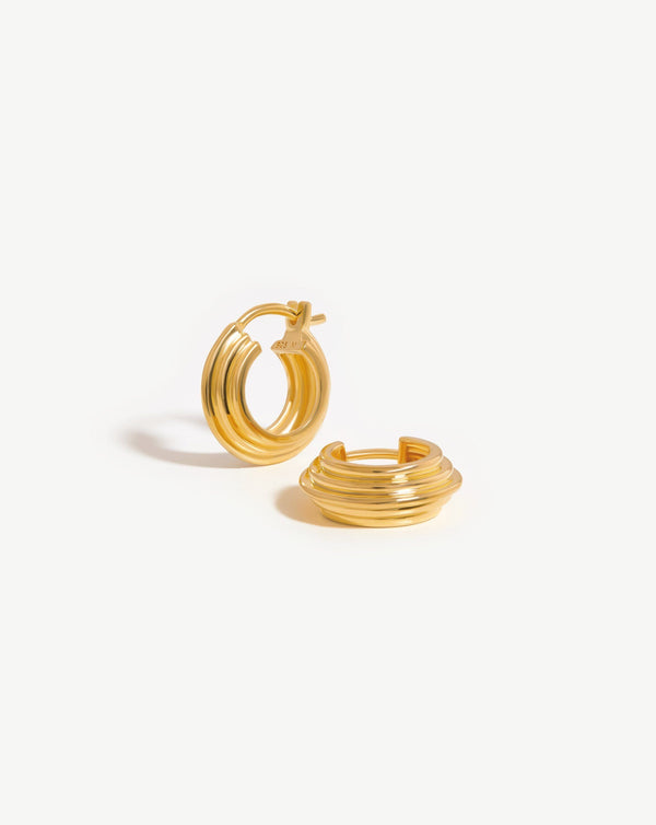 missoma Lucy Williams Small Ridge Hoop Earrings | 18ct Gold Vermeil