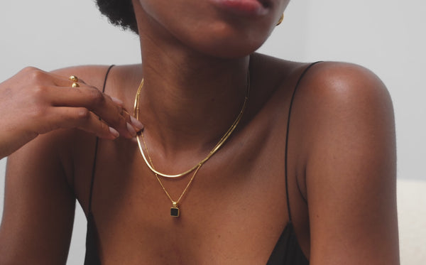 Missoma Lucy Williams Square Black Onyx Necklace | 18ct Gold Vermeil