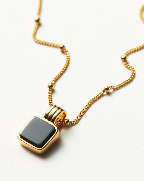 Missoma Lucy Williams Square Black Onyx Necklace | 18ct Gold Vermeil