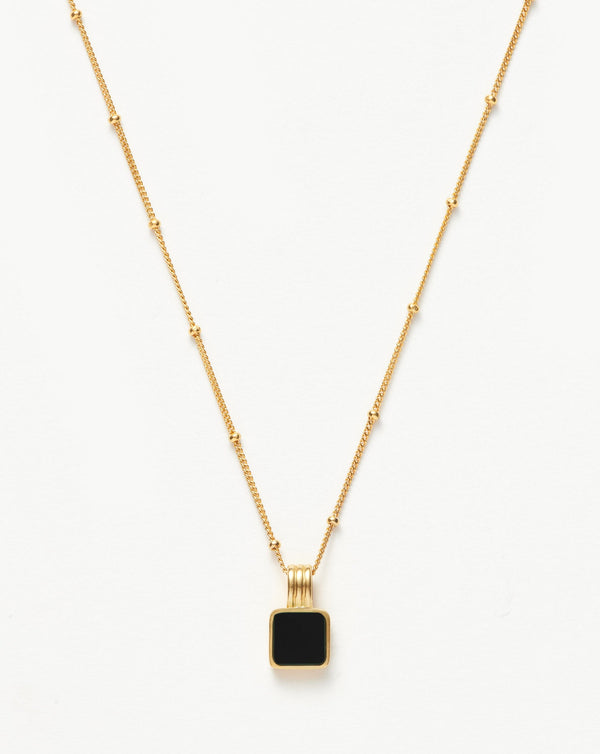 Missoma Lucy Williams Square Black Onyx Necklace | 18ct Gold Vermeil