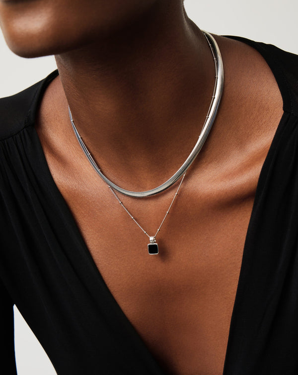 Missoma Lucy Williams Square Black Onyx Necklace | Sterling Silver